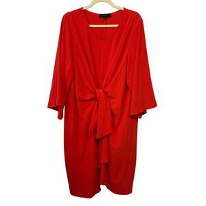Eloquii Red Deep Coral Tie-Front Dress With Sleeves Size 18